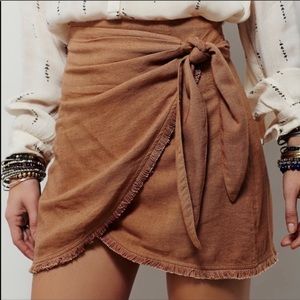 Free People Tan Wrap Skirt